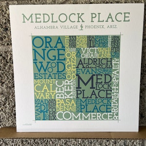 Medlock Place, Phoenix, Arizona, carte du quartier Impression artistique
