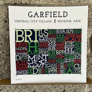 Carte du quartier de Garfield, Phoenix, Arizona Impression artistique