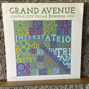 Carte du quartier de Grand Avenue, Phoenix, Arizona Impression artistique