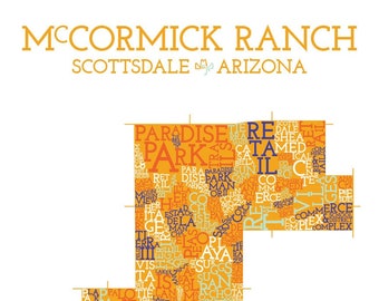 McCormick Ranch, Scottsdale, Arizona, Neighborhood Map Art Print