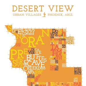 Carte du quartier du village de Desert View, Phoenix, Arizona Impression artistique