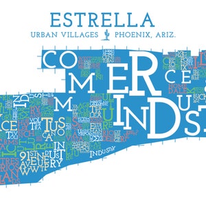 Carte du quartier d'Estrella Village, Phoenix, Arizona Impression artistique
