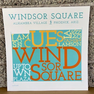 Carte du quartier de Windsor Square, Phoenix, Arizona Impression artistique