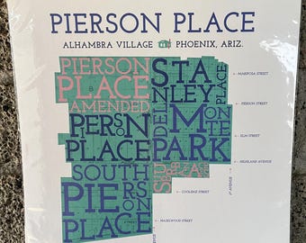 Historic Pierson Place, Phoenix, Arizona Neighborhood Map Art Print