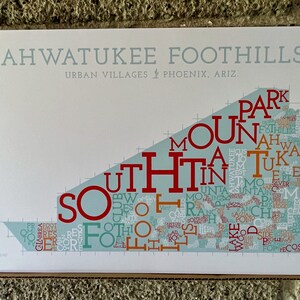 Carte du quartier d'Ahwatukee Foothills Village, Phoenix, Arizona Impression artistique
