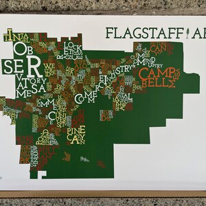 Flagstaff, Arizona, carte du quartier des limites de la ville Impression artistique