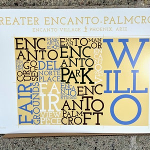 Encanto-Palmcroft (Greater), Phoenix, Arizona Carte des quartiers Impression artistique