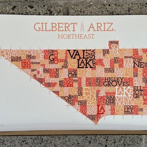 Gilbert (centre-ville), Arizona, carte du quartier nord-est Impression artistique