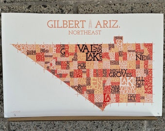 Gilbert (Downtown), Arizona, Northeast Neighborhood Map Art Print