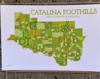 Catalina Foothills, Pima County, Arizona, Neighborhood Map Art Print