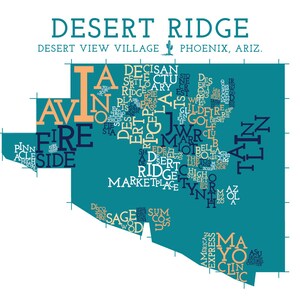 Desert Ridge, Desert View Village, Phoenix, carte de quartier de l'Arizona Impression artistique