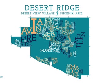Desert Ridge, Desert View Village, Phoenix, Arizona Neighborhood Map Art Print