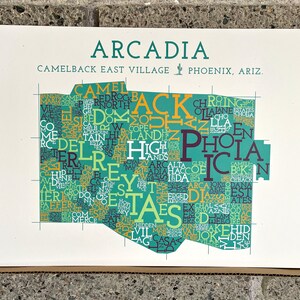 Carte du quartier d'Arcadia, Phoenix, Arizona Impression artistique