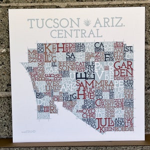 Tucson, Arizona, carte du quartier du centre (UA et du centre-ville) Impression artistique