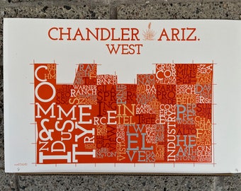 Chandler, Arizona, Northeast Neighborhood Map Art Print
