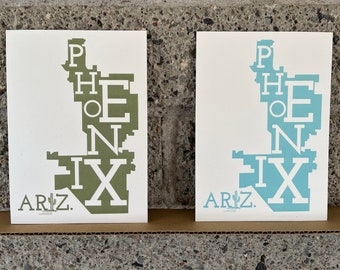 Arizona, Cities & Towns, Maps 5x7 Art Print
