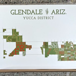 Glendale, Arizona, Yucca District (Westgate & Luke AFB) Carte du quartier nord Impression artistique