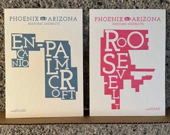 Phoenix, Arizona, Historic District Maps 5x7 Art Print