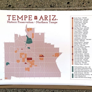 Tempe Library Map Tempe, Arizona, Historic Neighborhood Map Art Print - Etsy