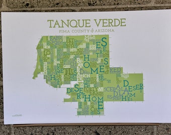 Tanque Verde, Pima County, Arizona, Neighborhood Map Art Print