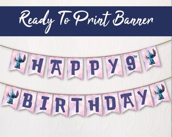 Happy Birthday Banner - Printable - Instant Download - Kids Birthday - Birthday Bunting - Birthday Party - Ready To Print - Bunting Banner