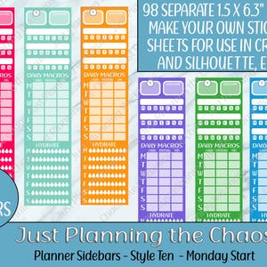 Printable Planner Stickers, Planner Sidebars, Monday, Printable Sidebar, Keto, Macros, Weight ...