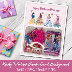 Jumbo Card Background - Birthday Card - Printable - Instant Download - Jumbo Birthday Card - Birthday Present - Giant Card - Princess