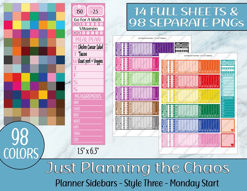 Printable Planner Stickers, Planner Sidebars, Monday, Printable Sidebar ...