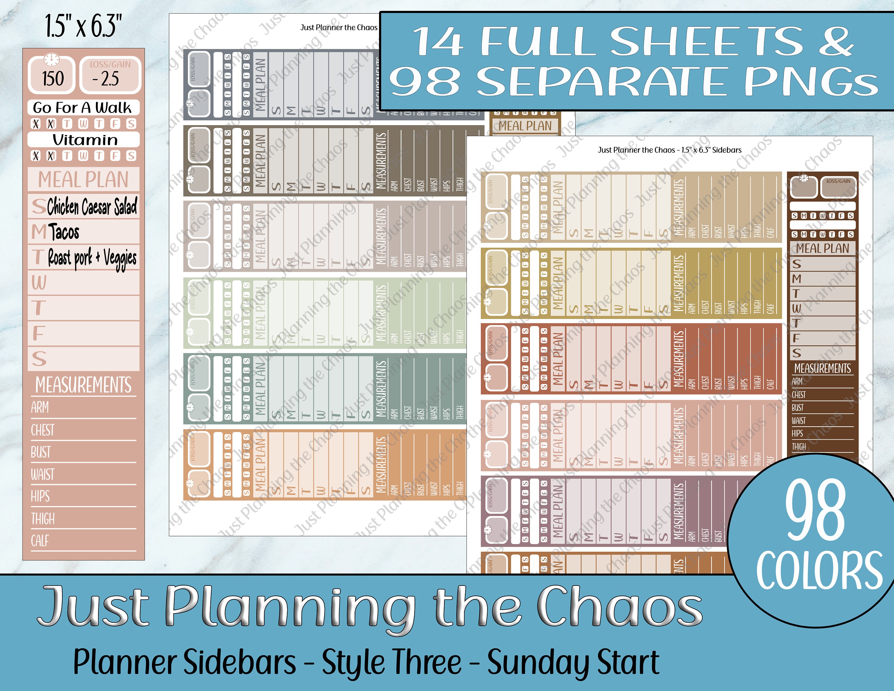 Printable Planner Stickers, Planner Sidebars, Sunday, Printable Sidebar ...