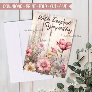 Printable Sympathy Card: Greeting Card + DIY Envelope PDF (Digital Download)