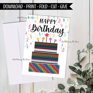 Printable Happy Birthday Card: 5x7 with DIYEnvelope (Digital Download)