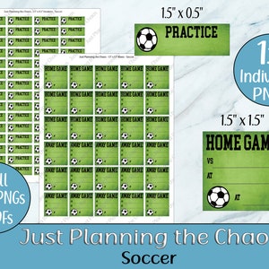 SOCCER Planner Stickers: Printable Vertical Headers & Boxes (Digital Download) Game, Practice