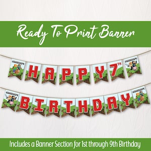 Happy Birthday Banner - Printable - Instant Download - Kids Birthday - Birthday Bunting - Birthday Party - Ready To Print - Bunting Banner