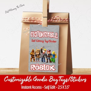 Customizable Tag, Goodie Bag Tag, Birthday, Sticker, Birthday Gift Tag, Treat Bag Tag, Loot Bag Tag, Self Edit Tag, Printable Tag
