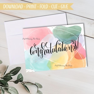 Congratulations Card - DIGITAL Download - Printable Congratulations Card - Printable Card - Printable Greeting Card - Greeting Card