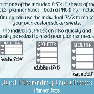 Printable Planner Stickers, Planner Boxes, Declutter Planner, Declutter ...