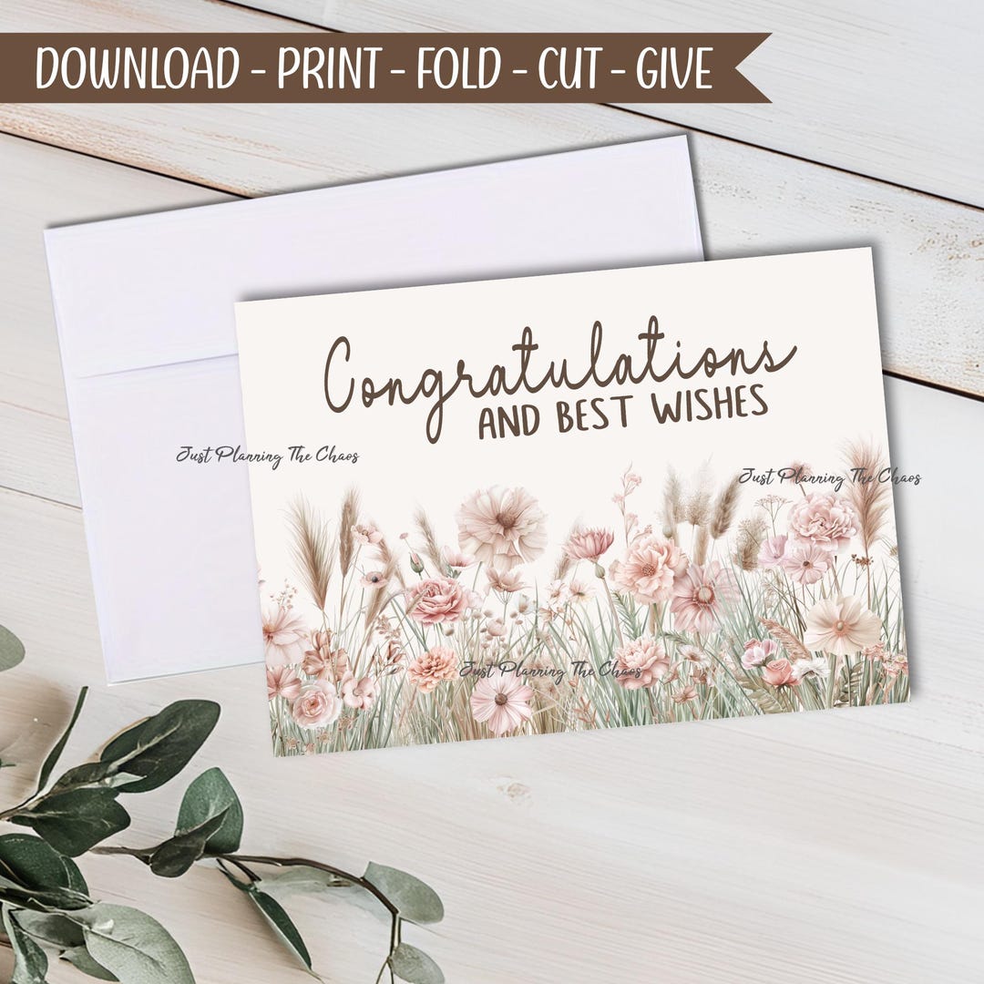 Conratulation Card.pdf Printable Congratulations Card, Greeting Card + DIY Envelope PDF ...