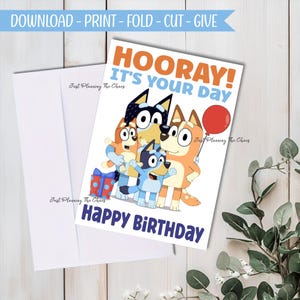 Printable Birthday Card: Greeting Card + DIY Envelope PDF (Digital Download)  Bluey