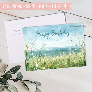 Printable Happy Birthday Card with DIY Envelope (Digital Download)