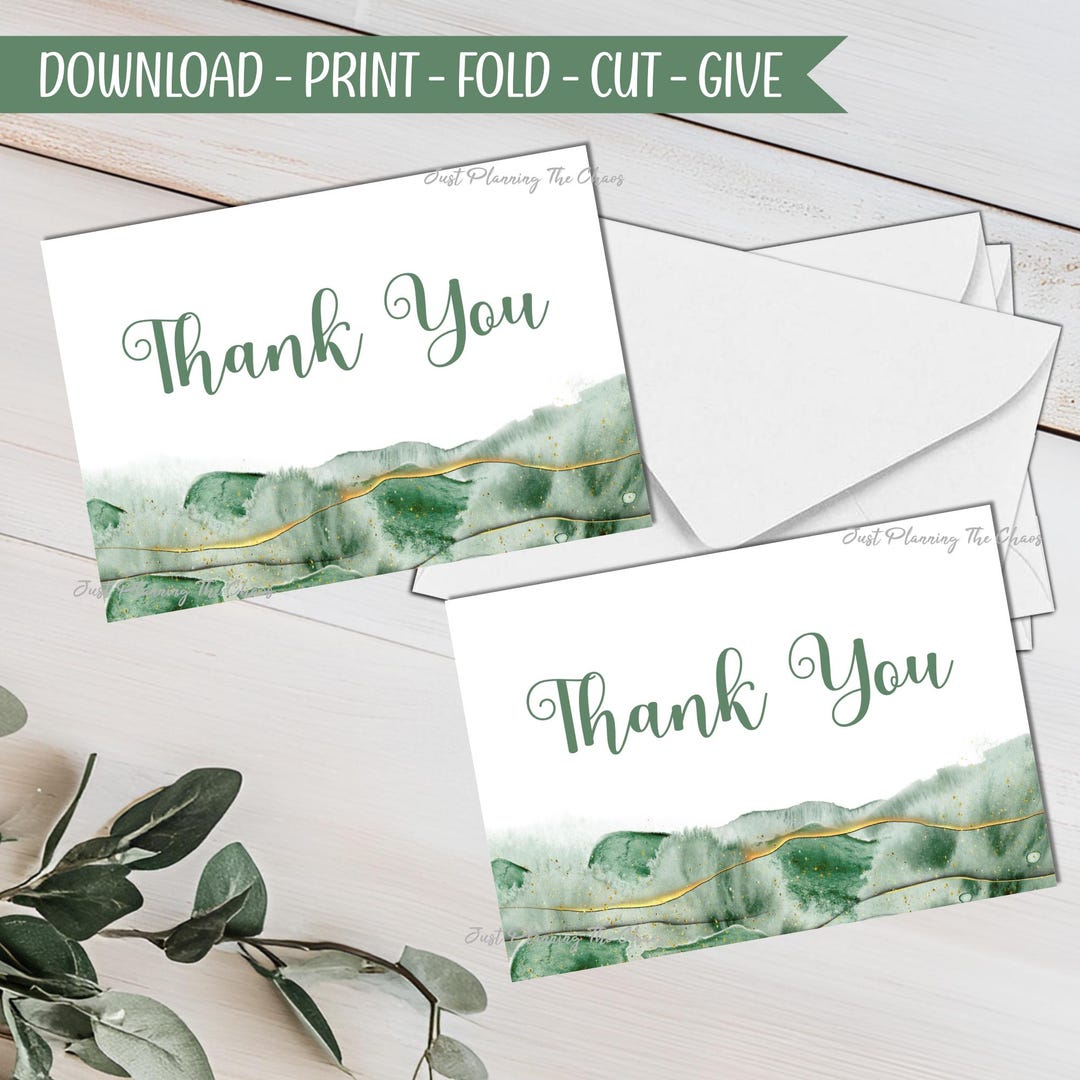 Printable Thank You Card: Greeting Card + DIY Envelope PDF (digital ...