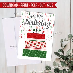 Printable Happy Birthday Card: Greeting Card with DIY Envelope (PDF Download)