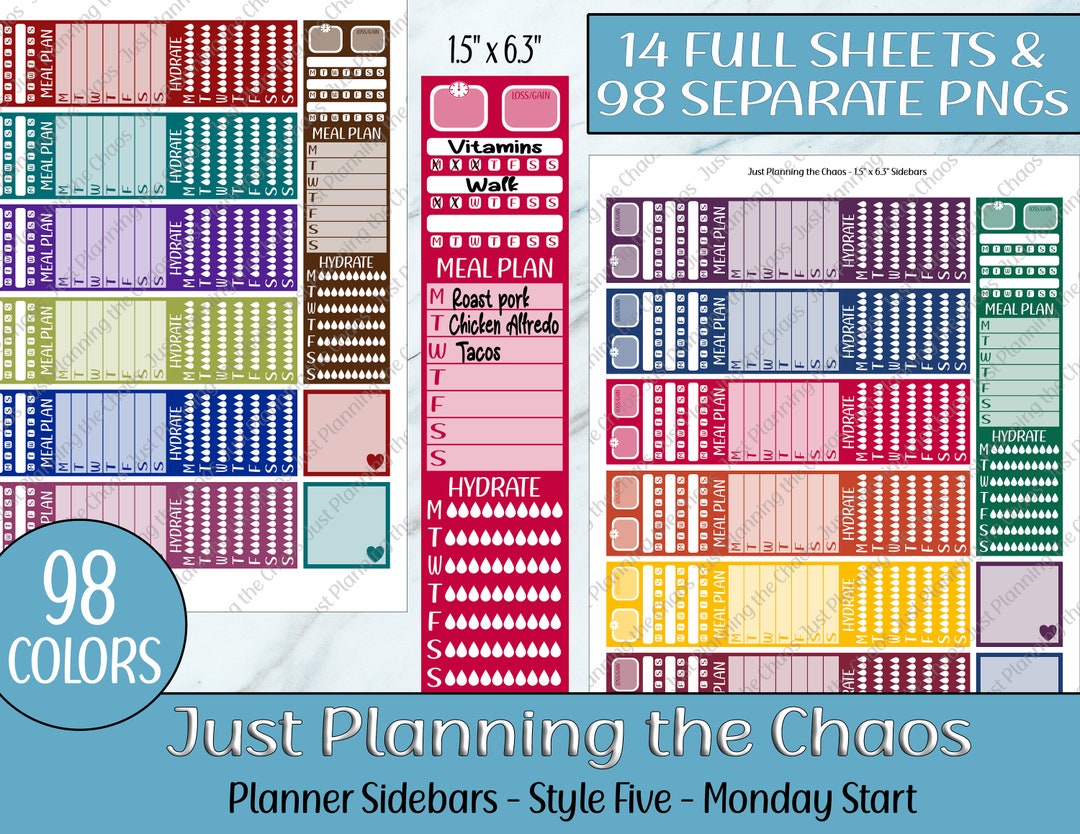 Printable Planner Stickers, Planner Sidebars, Monday, Printable Sidebar ...
