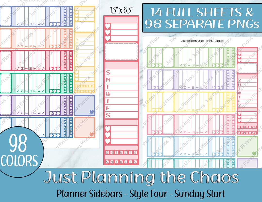 Printable Planner Stickers, Planner Sidebars, Sunday, Printable Sidebar ...