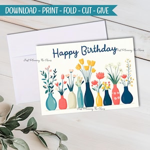 Printable Birthday Card: Greeting Card + DIY Envelope PDF (Digital Download)