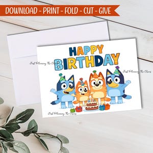 Printable Birthday Card: Greeting Card + DIY Envelope PDF (Digital Download) Bluey