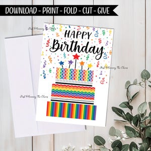 Printable Happy Birthday Card: 5x7 with DIY Envelope (Digital Download)