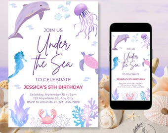 Digital Ocean Party Invitation - Customize Your Under the Sea Birthday Bash in Style!
