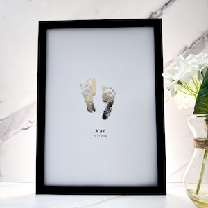 Personalised Baby Hand and Footprint Art | Custom Foil Baby Print | Gift | Decor | Simple | Newborn Keepsake |  Boy | Girl | New Parents