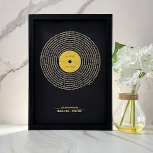 Custom Foil Print Song Lyrics Art, Favourite Song, Personalised Metallic Foil Lyric Vinyl Print, Record Print, Gift For Her, Gift For Him