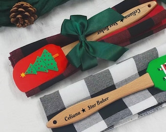 Set de regalo personalizado para repostería, servilletas de tela con espátula personalizada, espátula de repostero estrella, regalo para reposteros, decoración única para inauguración de casa